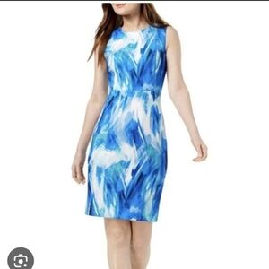 Calvin Klein Blue and White Midi Dress